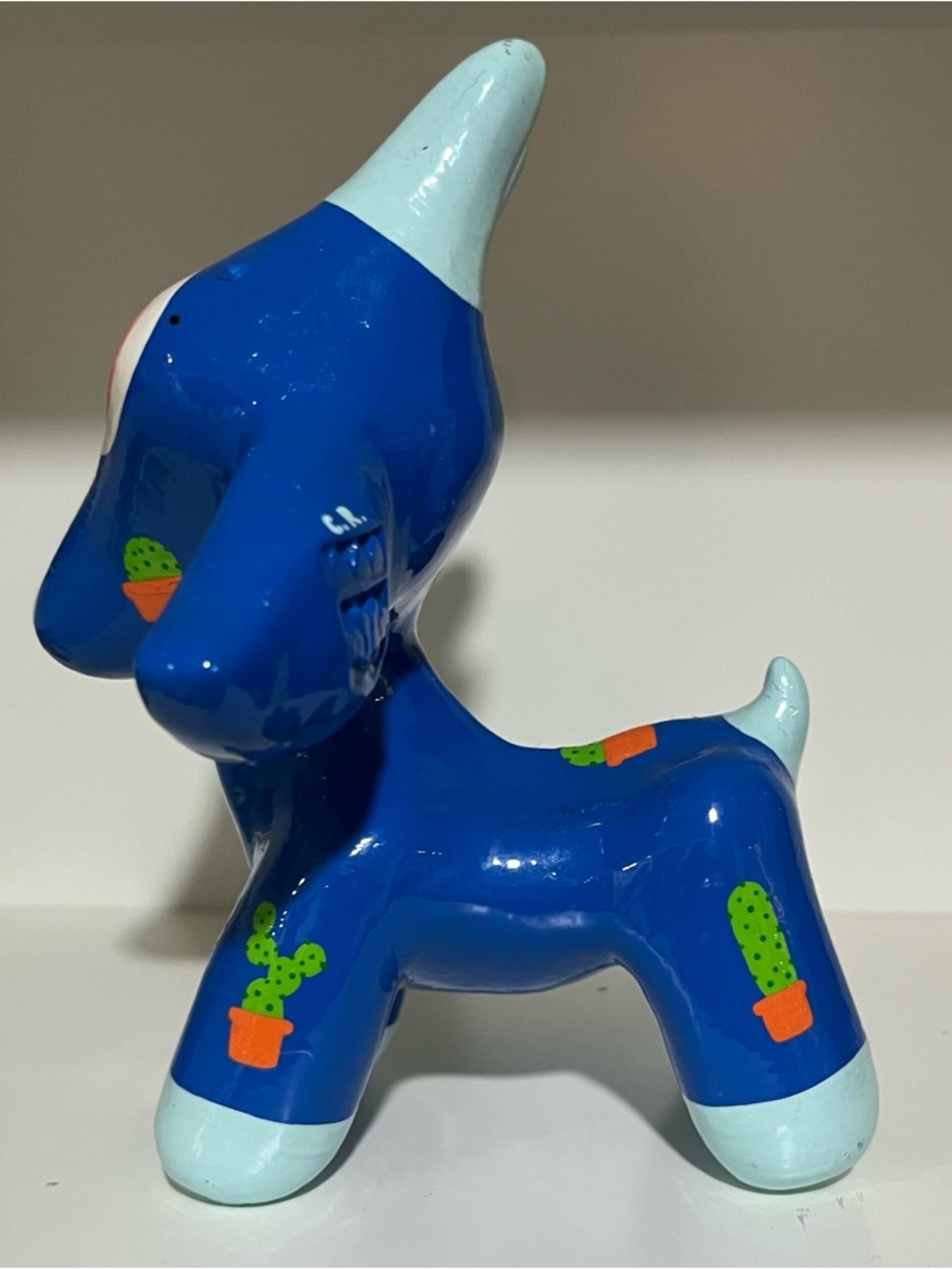 Goatchi // Blue Ceramic Goat with Cactus Design - Picture 6 of 7